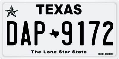 TX license plate DAP9172