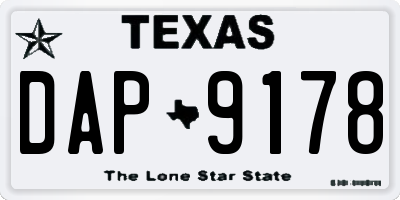 TX license plate DAP9178