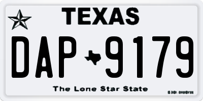 TX license plate DAP9179