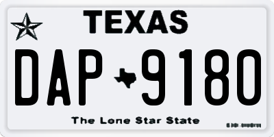 TX license plate DAP9180
