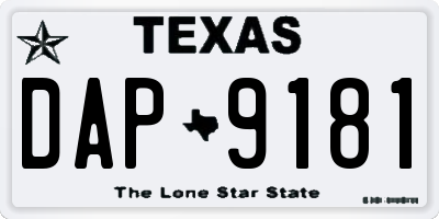 TX license plate DAP9181