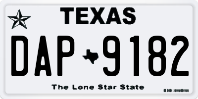 TX license plate DAP9182