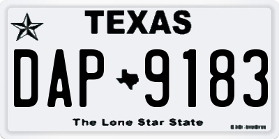 TX license plate DAP9183
