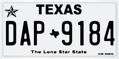TX license plate DAP9184