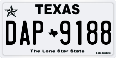 TX license plate DAP9188