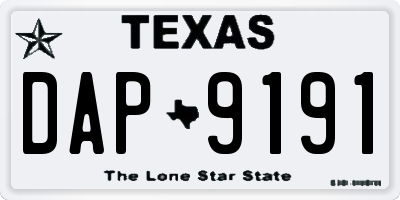 TX license plate DAP9191