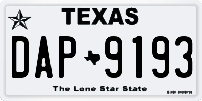 TX license plate DAP9193