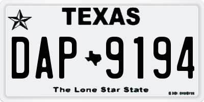 TX license plate DAP9194