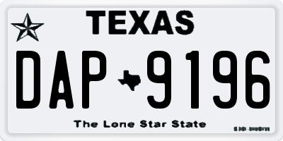 TX license plate DAP9196