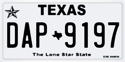 TX license plate DAP9197