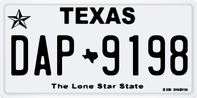 TX license plate DAP9198
