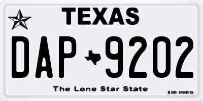TX license plate DAP9202