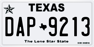 TX license plate DAP9213