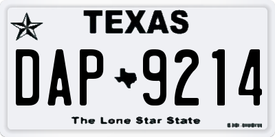 TX license plate DAP9214