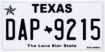 TX license plate DAP9215