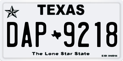 TX license plate DAP9218