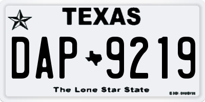 TX license plate DAP9219