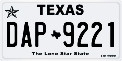 TX license plate DAP9221
