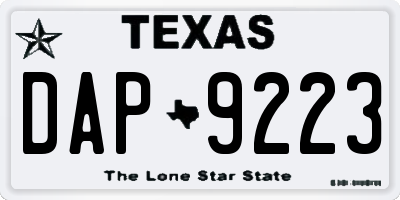 TX license plate DAP9223