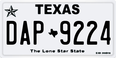TX license plate DAP9224