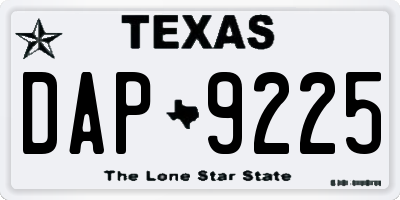 TX license plate DAP9225
