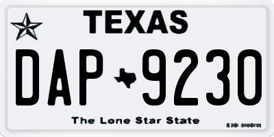 TX license plate DAP9230