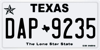 TX license plate DAP9235