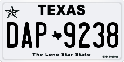TX license plate DAP9238