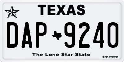 TX license plate DAP9240