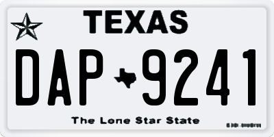 TX license plate DAP9241