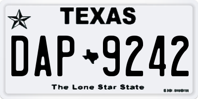 TX license plate DAP9242