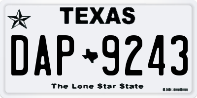 TX license plate DAP9243