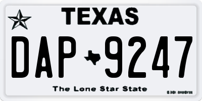 TX license plate DAP9247