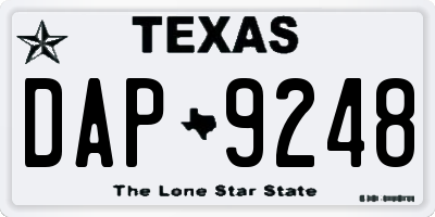 TX license plate DAP9248