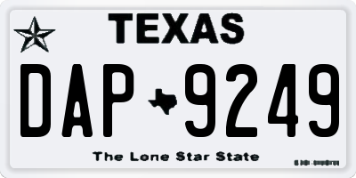 TX license plate DAP9249