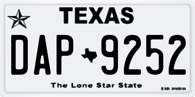 TX license plate DAP9252