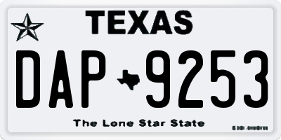 TX license plate DAP9253