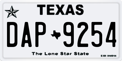 TX license plate DAP9254