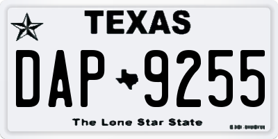 TX license plate DAP9255