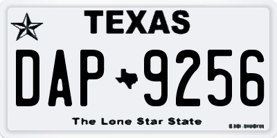 TX license plate DAP9256