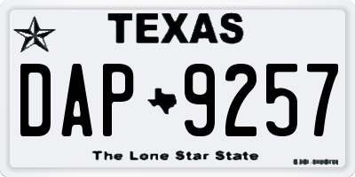 TX license plate DAP9257