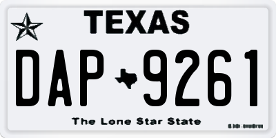 TX license plate DAP9261