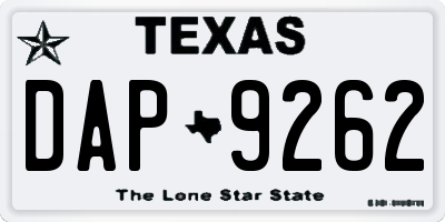 TX license plate DAP9262