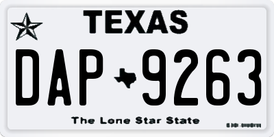 TX license plate DAP9263