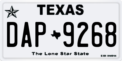 TX license plate DAP9268