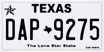 TX license plate DAP9275