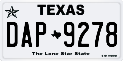 TX license plate DAP9278