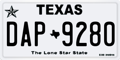 TX license plate DAP9280