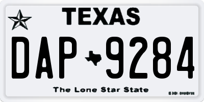 TX license plate DAP9284