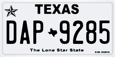 TX license plate DAP9285